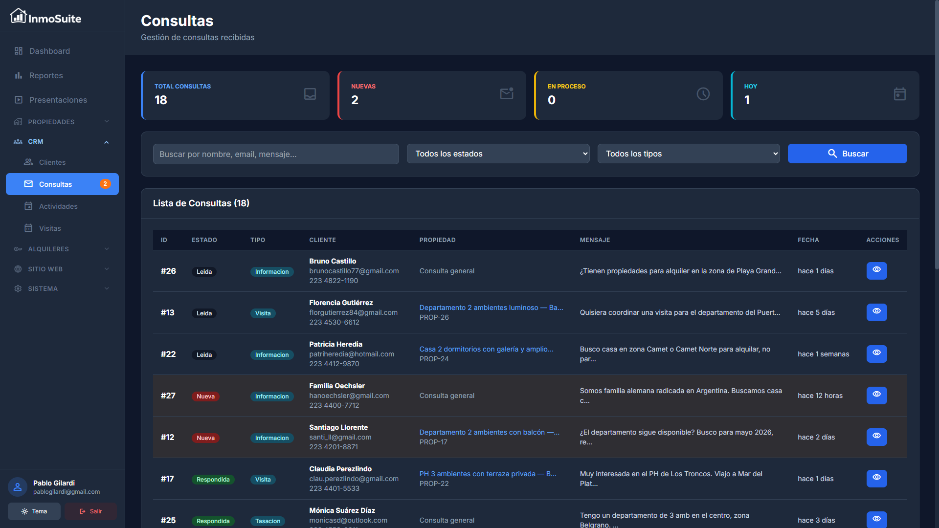 Gestión de Consultas