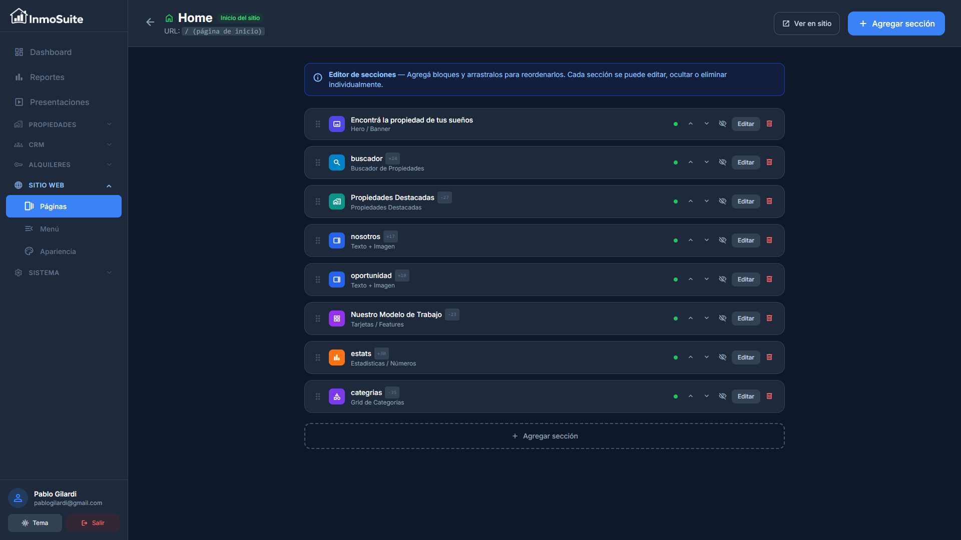 Constructor de Secciones