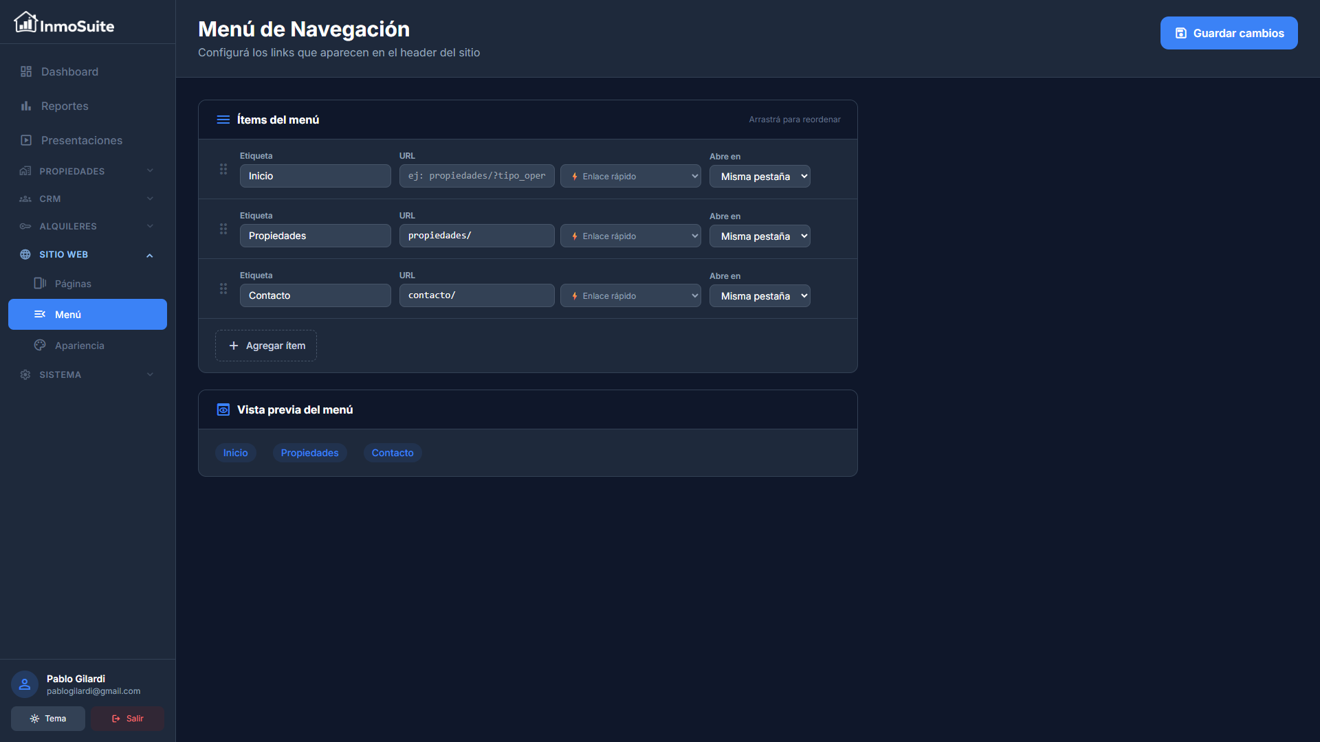 Menú de Navegación