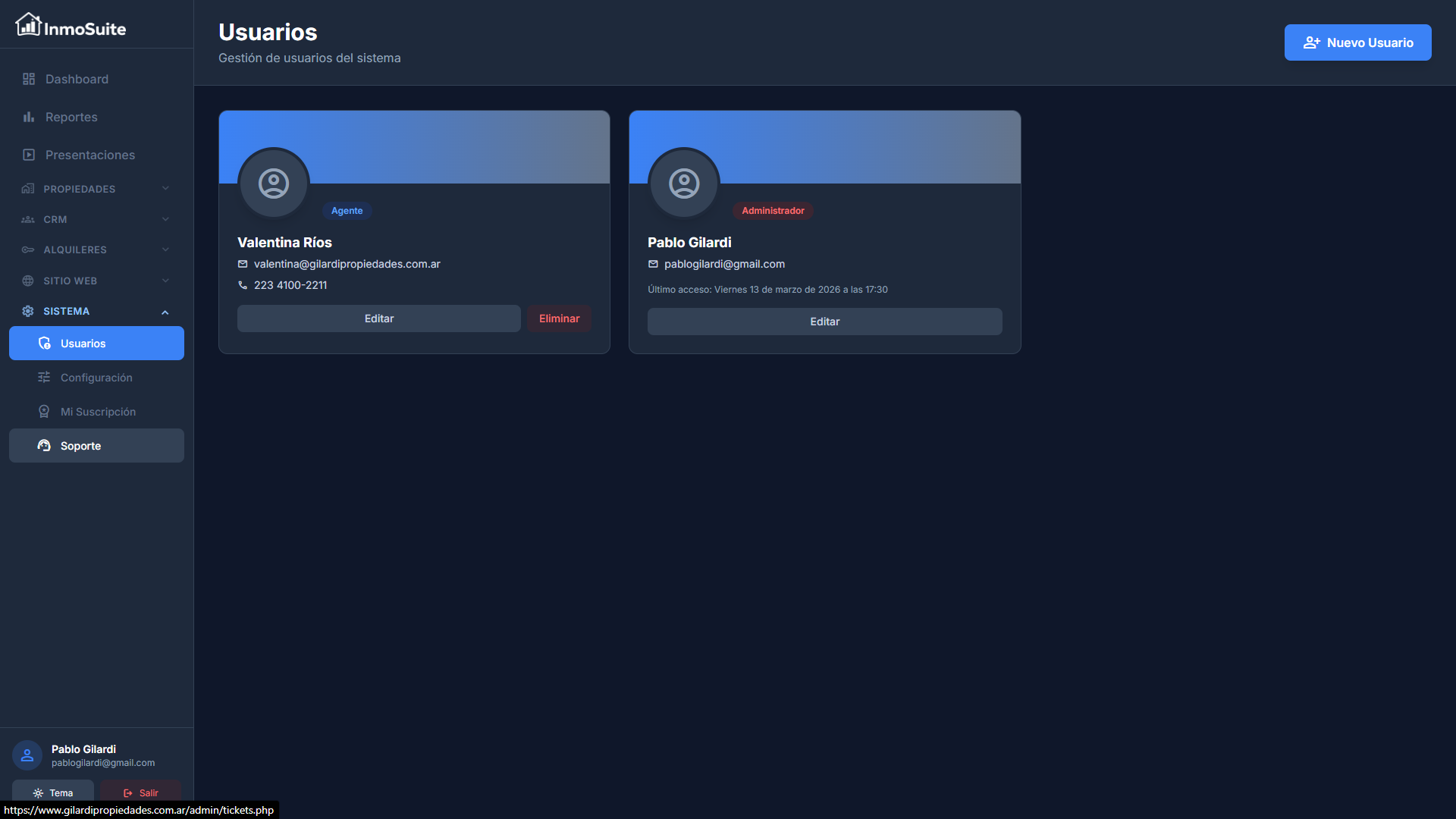 Usuarios del Sistema